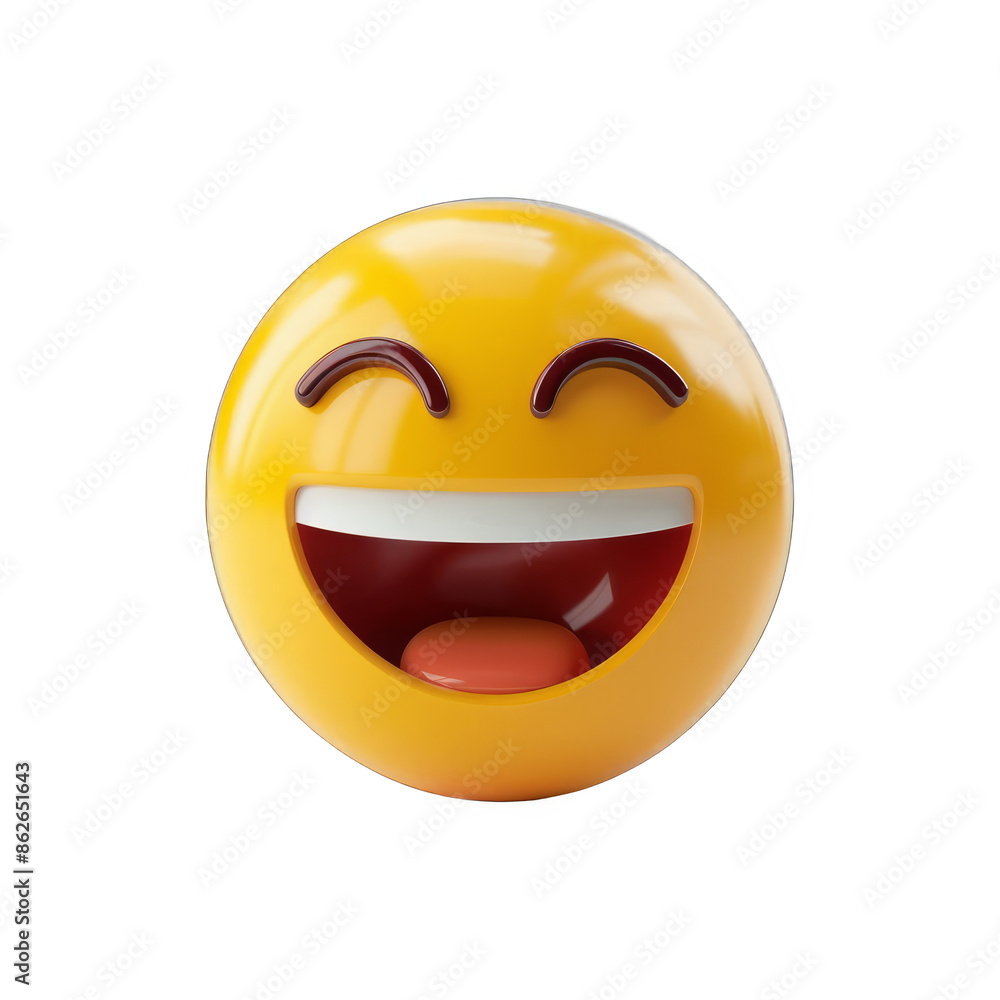 Fototapeta premium A smiling yellow emoji with a tongue sticking out