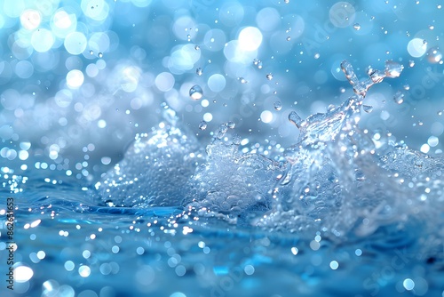 Wallpaper Mural Splashing Blue Water Drops with Sparkling Bokeh Background for Design, Poster, and Print Torontodigital.ca