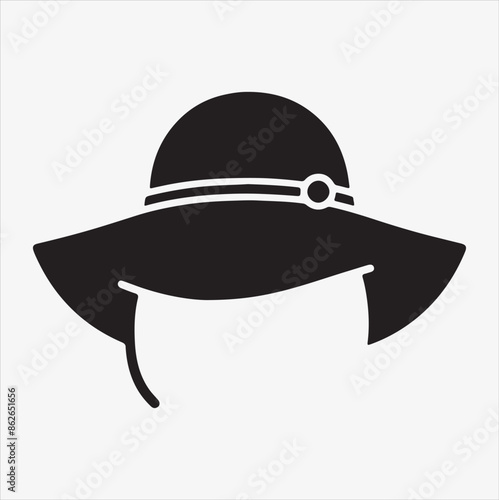 Female hat vector silhouette illustration on a White Background