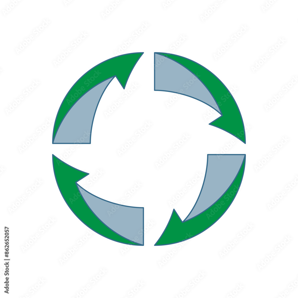 Obraz premium Recycling Sign Symbol Symbol Flat Design Vector Illustration. Isolated in a blank background can be edited and color-changed.