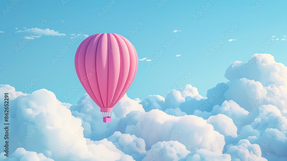 Obraz premium 3D pink cartoon hot air balloon