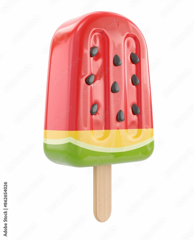 3D cartoon watermelon ice cream elements