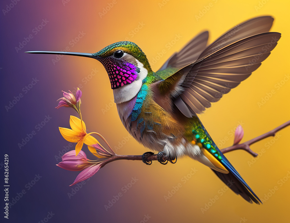 Obraz premium Kolibri auf einem Ast