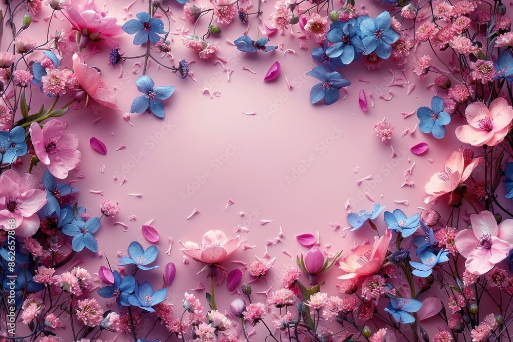 Delicate Floral Frame on a Soft Pink Background Delicate Floral Frame on a Soft Pink Background