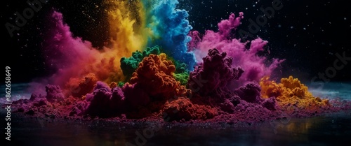 vibrant cloud of powdered Unleashing the rainbow A high-speed ca photo