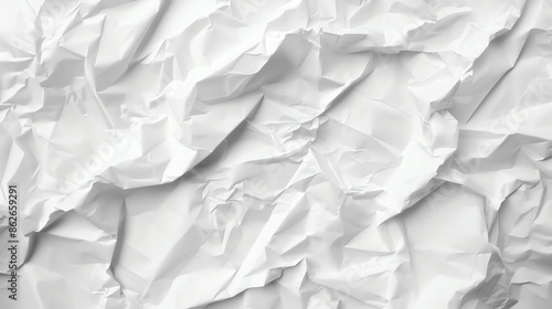 Textured white crumpled paper background. 