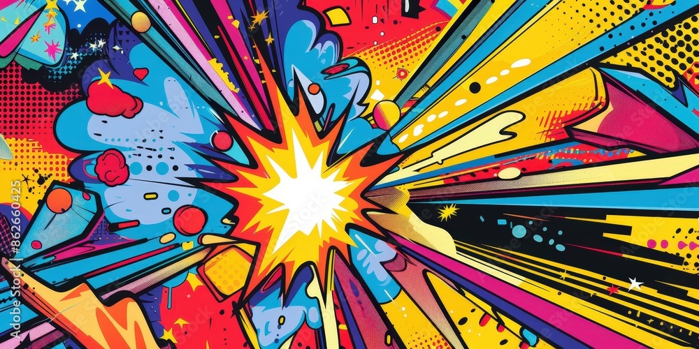 Fototapeta premium Abstract Colorful Explosion of Comic Style