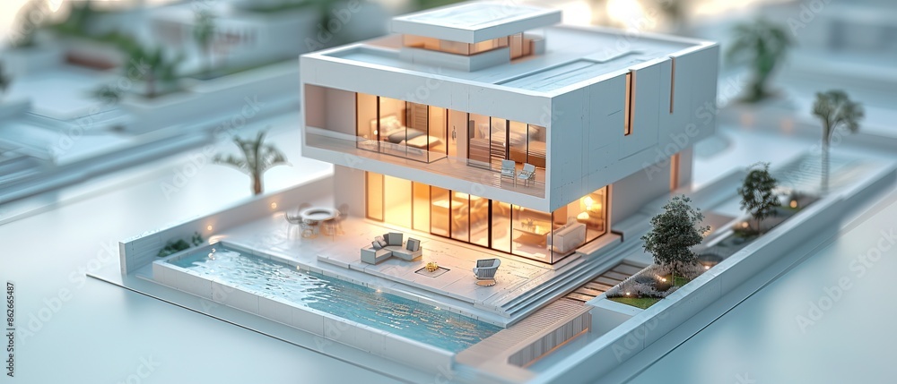 3d small house model on architecture floorplan 3d small house model on architecture floorplan
