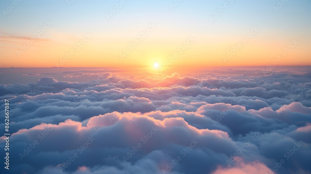 Defocused View of Cloud-Filled Sky at Sunrise with Shallow Depth of Field Defocused View of Cloud-Filled Sky at Sunrise with Shallow Depth of Field