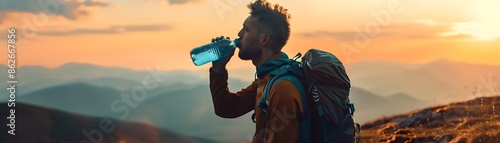 Man Drinking Water from Reu...