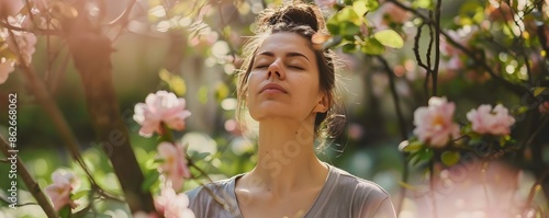 Peaceful Woman Meditating i...