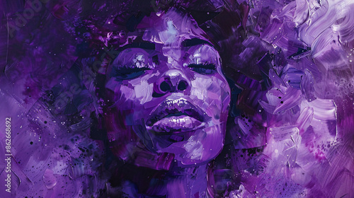 Abstract pretty black women made of purple oil painting