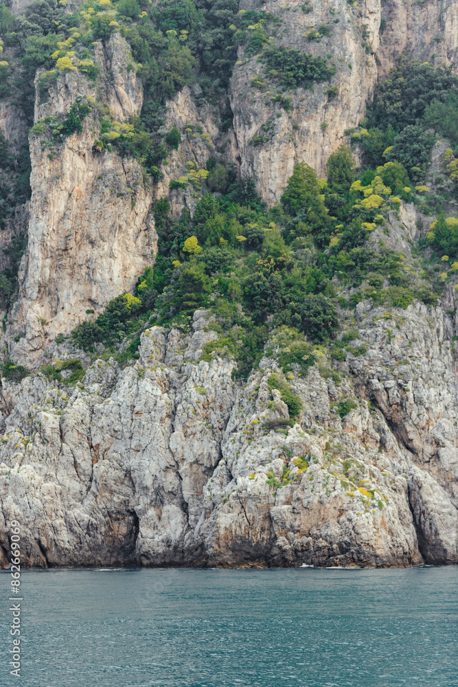 View of rocky cliffs and sea, amalfi coast, italy. View of rocky cliffs and sea, amalfi coast, italy.