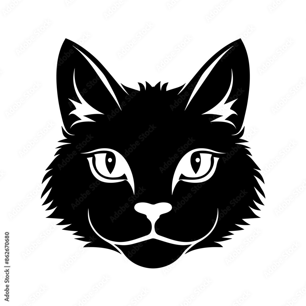 A black cat with a white nose and green eyes A black cat with a white nose and green eyes