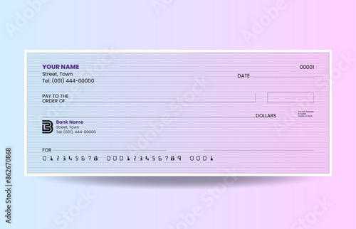 Blank check bank cheque design elegant vector