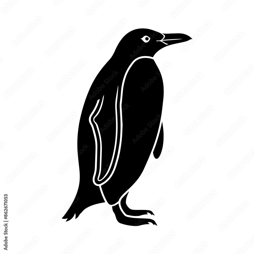 Naklejka premium simple black penguin silhouette on white background
