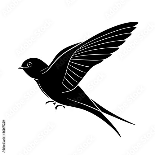 simple black swallow silhouette on white background