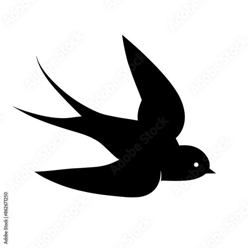 simple black swallow silhouette on white background