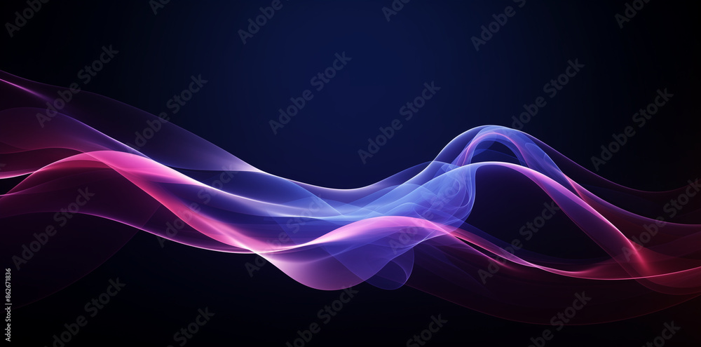 The abstract wave design on a dark background, purple and blue color theme. The abstract wave design on a dark background, purple and blue color theme.