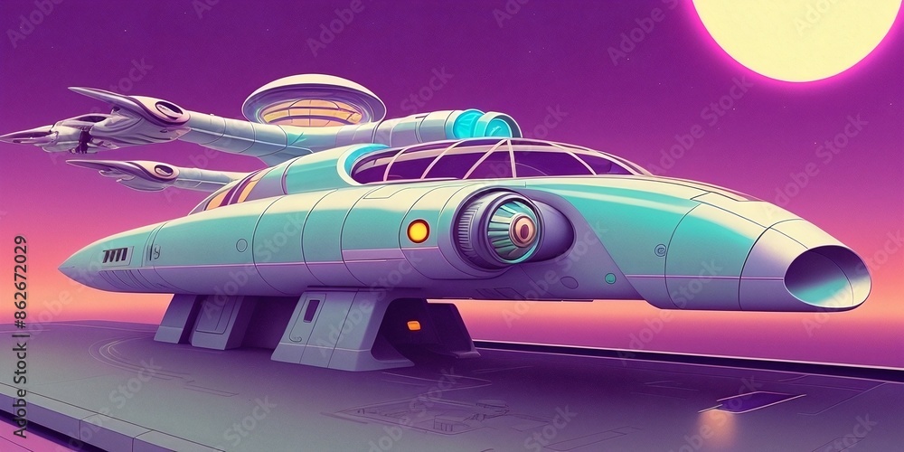 a futuristic vehicle with a large moon in the background a futuristic vehicle with a large moon in the background