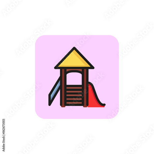 Playground line icon. Slide, playtime, activity. Childhood concept. Vector illustration can be used for topics like kindergarten, summer, entertainment