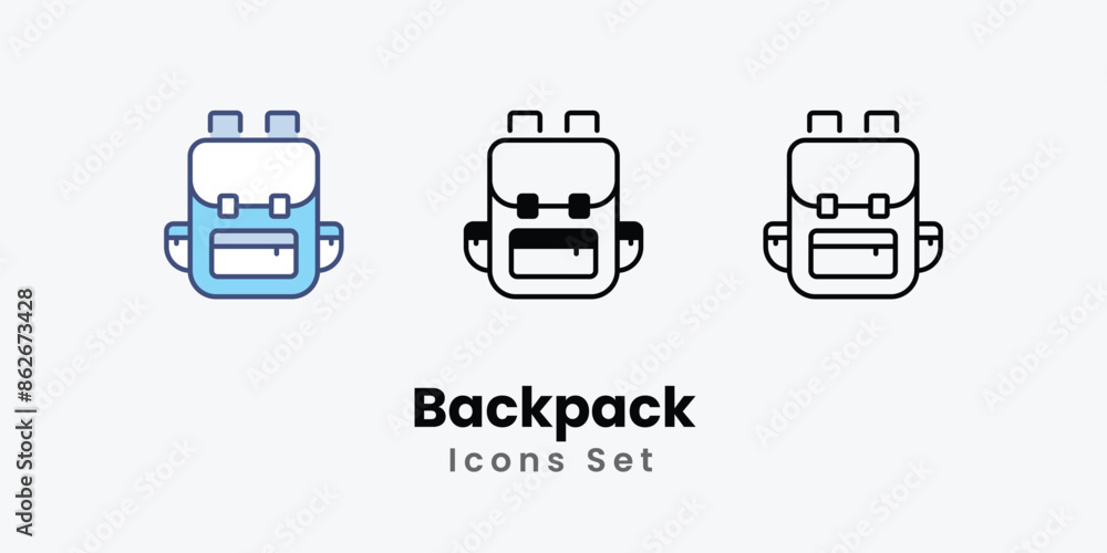 Backpack icons vector set stock illustration Backpack icons vector set stock illustration