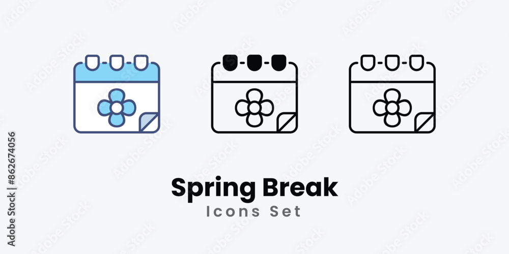 Spring Break icons vector set stock illustration Spring Break icons vector set stock illustration