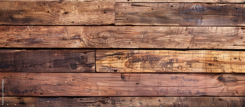 Fototapeta premium Horizontal wooden board texture in a copy space image.