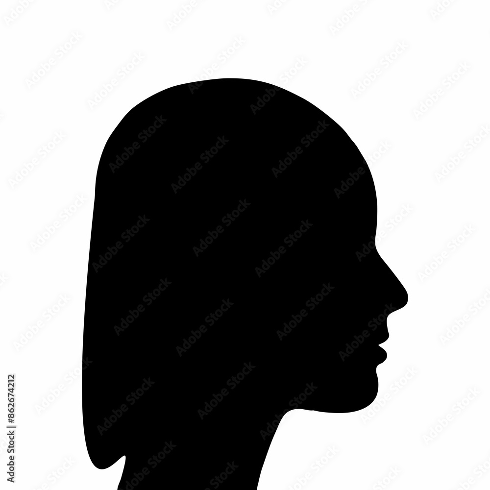 silhouette of a woman's face, side view silhouette of a woman's face, side view