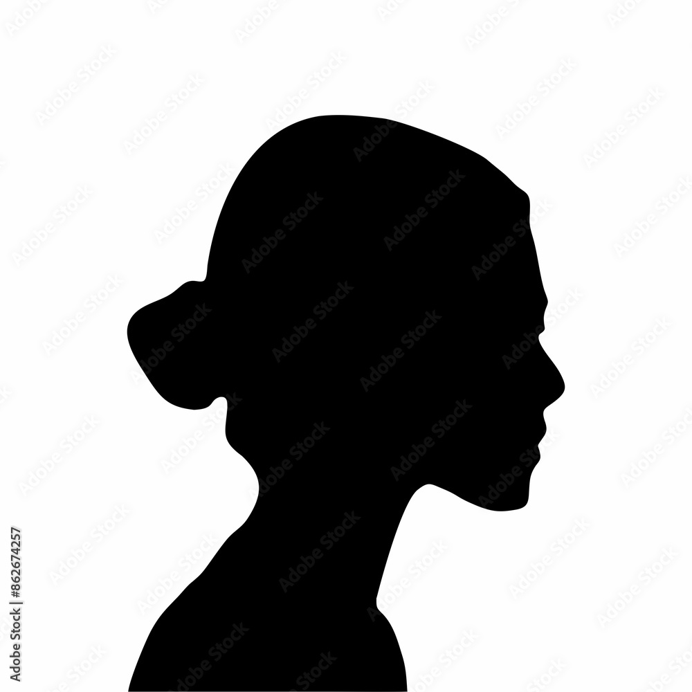 silhouette of a woman's face, side view silhouette of a woman's face, side view