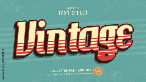 Retro vintage editable text effect, rise style