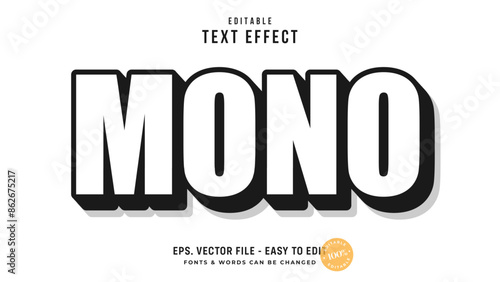 Simple monochrome, classic 3D editable text effect