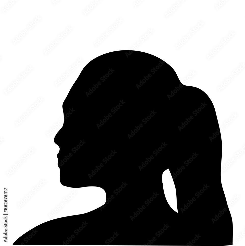 silhouette of a woman's face, side view silhouette of a woman's face, side view