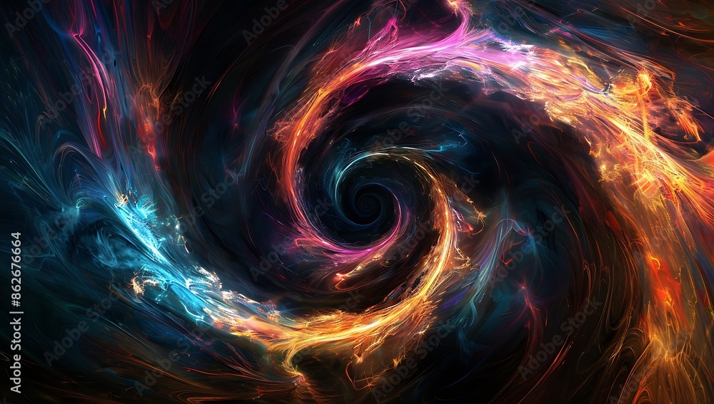 Celestial Dance, Colorful Light Swirls Around a Black Hole Celestial Dance, Colorful Light Swirls Around a Black Hole