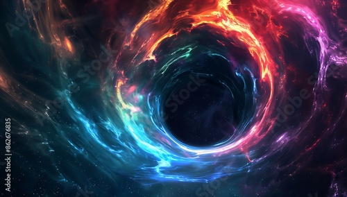 Celestial Dance, Colorful Light Swirls Around a Black Hole © Jameel