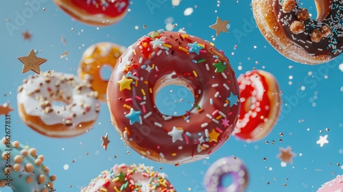 The vibrant donuts with sprinkles photo