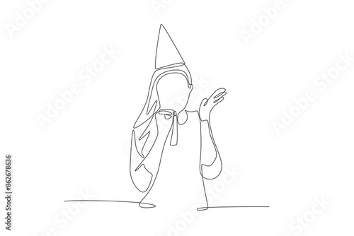 The woman who blew the whistle on her birthday. Birthday concept one-line drawing