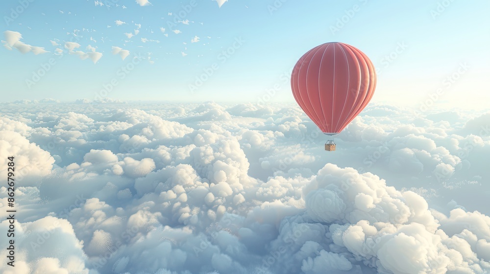 Fototapeta premium Balloon heading towards clouds in the sky Beautiful atmosphere,free space.