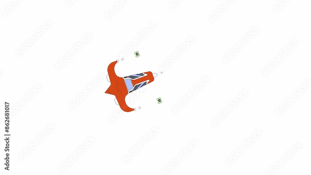 Space battle ship firing enemies line 2D object animation. Video game actions flat color cartoon 4K video, alpha channel. Alien spaceship fighting in cosmos animated item on white background Space battle ship firing enemies line 2D object animation. Video game actions flat color cartoon 4K video, alpha channel. Alien spaceship fighting in cosmos animated item on white background