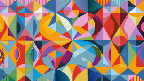 Vibrant Geometric Abstract Mosaic Background with Colorful Shapes