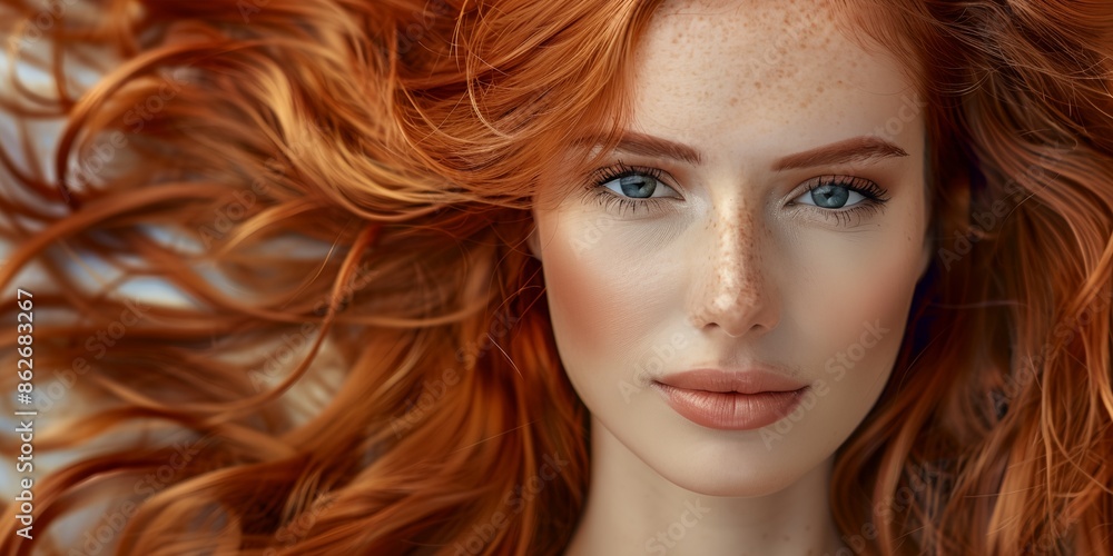 A woman with red hair and freckles is standing in front of a white background. She has a natural, relaxed expression on her face A woman with red hair and freckles is standing in front of a white background. She has a natural, relaxed expression on her face