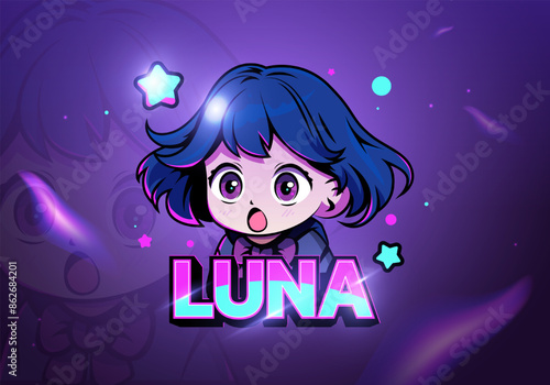 blue little girl gaming logo