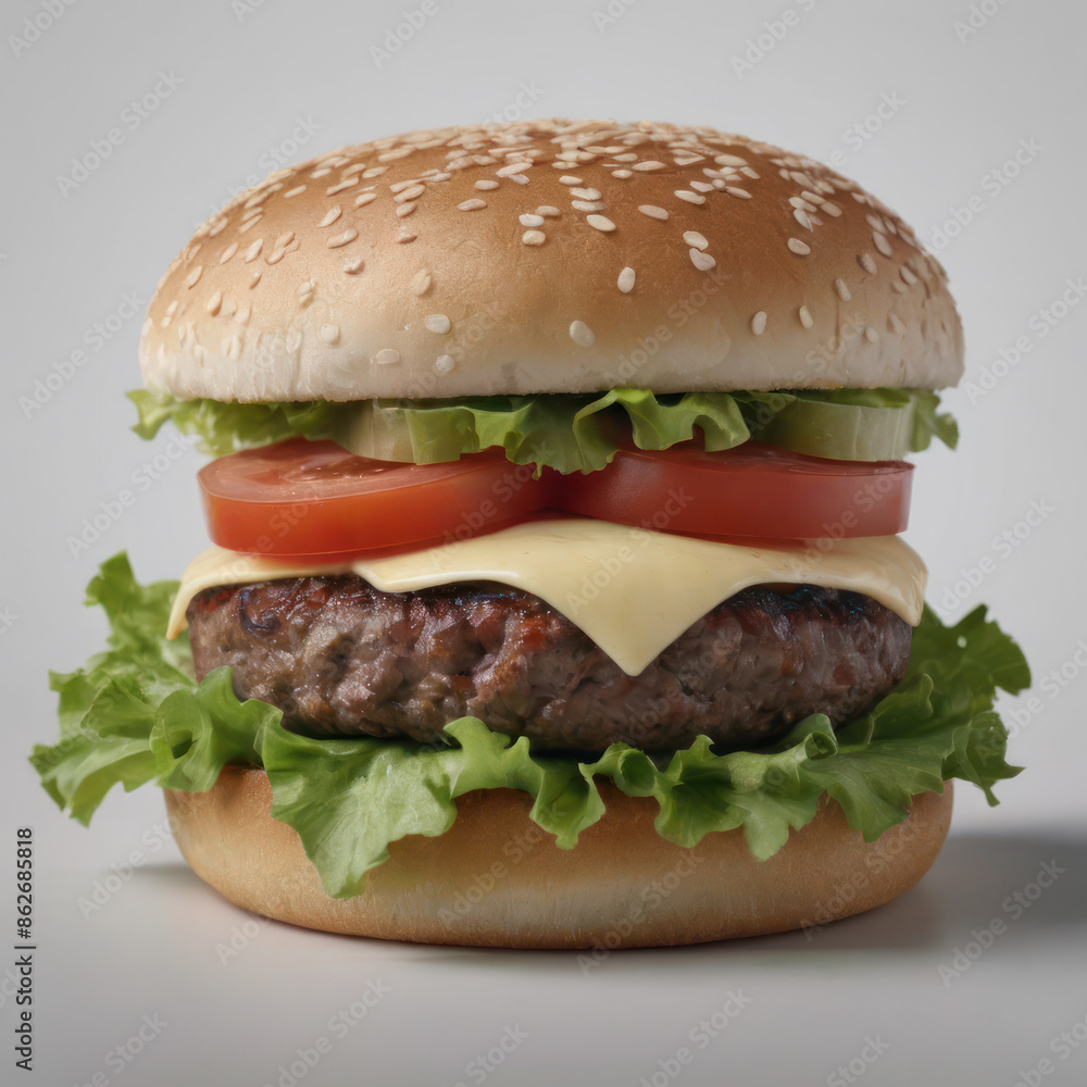 Hamburger Isolate is a classic fast food meal with lettuce, tomato, cheese, and beef patty. Hamburger Isolate is a classic fast food meal with lettuce, tomato, cheese, and beef patty.