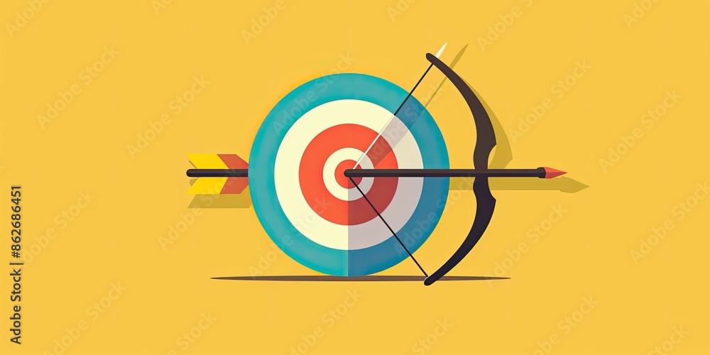 Minimalist Arrow Hitting Bullseye on Target Minimalist Arrow Hitting Bullseye on Target