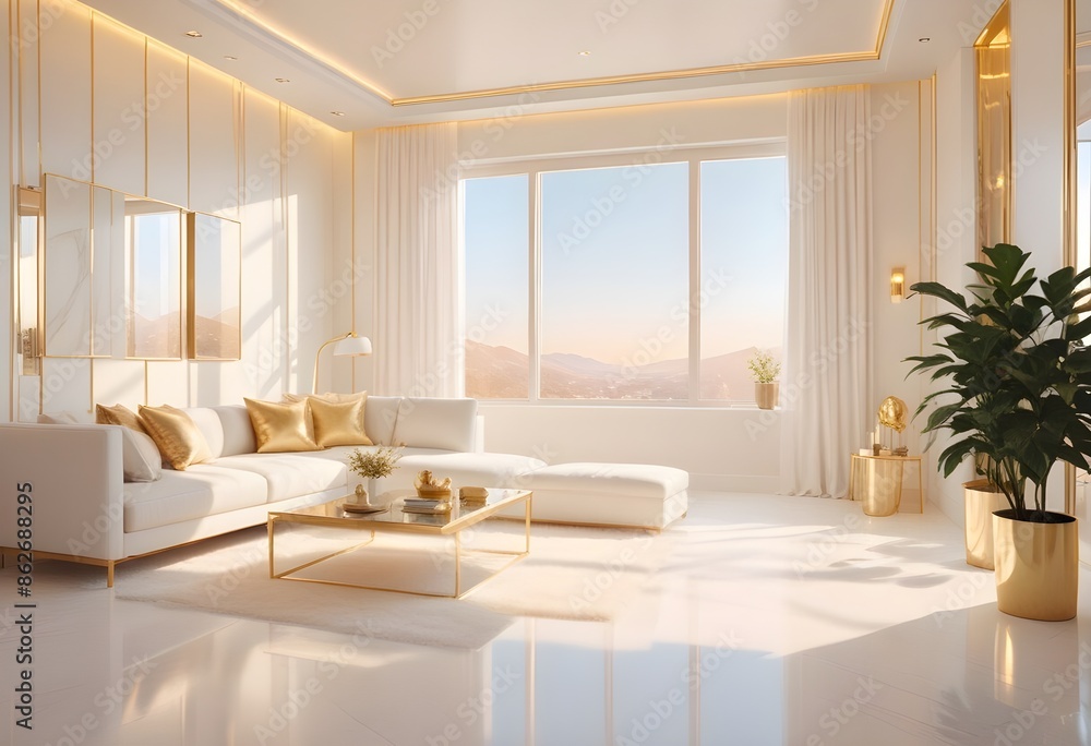 Fototapeta premium Photo interior modern design room 3d illustration