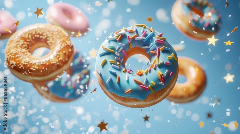 The colorful sprinkled donuts The colorful sprinkled donuts