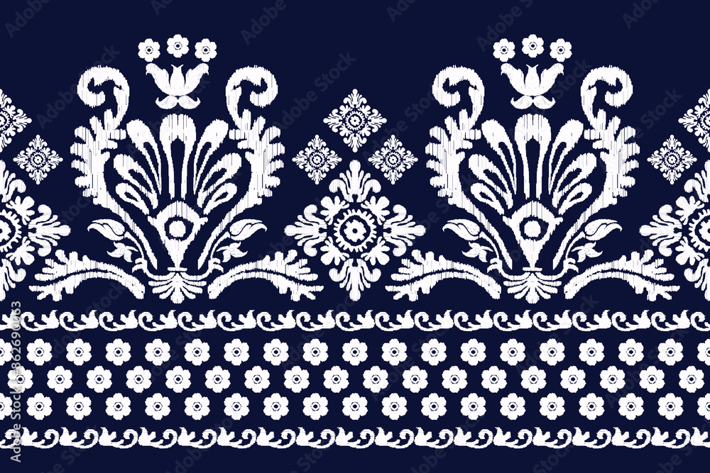 Motifs Ikat floral paisley embroidery background.geometric ethnic oriental pattern traditional.Aztec-style abstract. design for texture, fabric, clothing, wrapping, decoration Motifs Ikat floral paisley embroidery background.geometric ethnic oriental pattern traditional.Aztec-style abstract. design for texture, fabric, clothing, wrapping, decoration