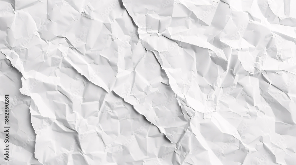 Fototapeta premium White Crumpled Paper Background Texture top view.