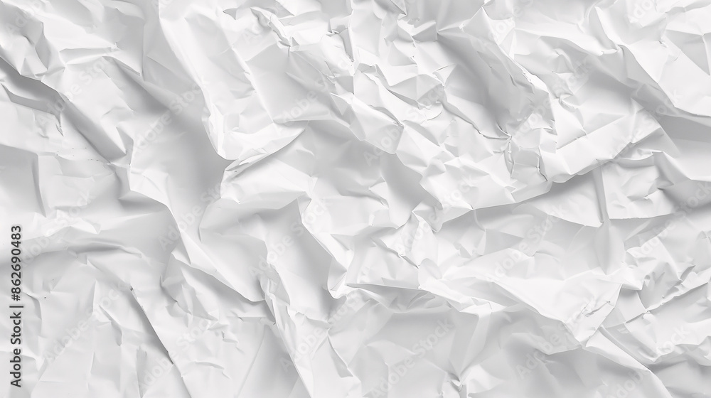 Fototapeta premium White Crumpled Paper Background Texture top view.