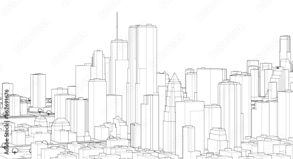 Obraz premium big modern city 3d illustration